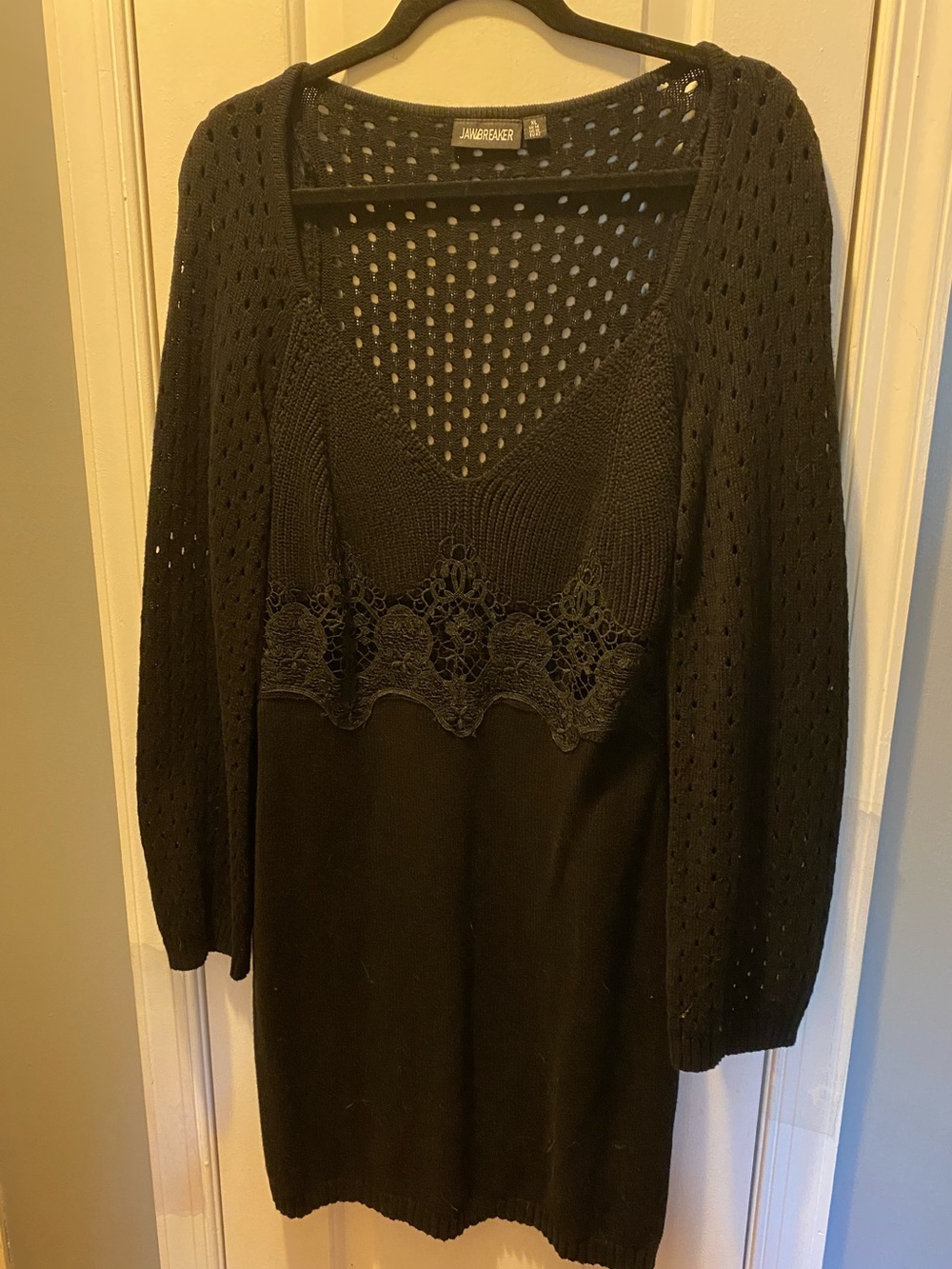 Jawbreaker Black Knit & Lace Bodycon Sweater Dress - XL